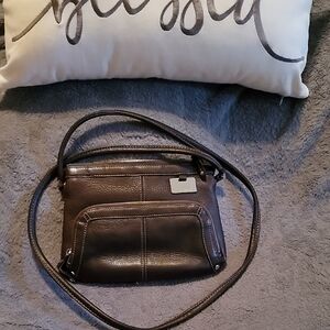 Elegant Tignanello Brown Faux Leather Crossbody Bag